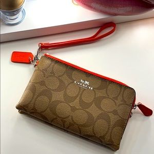 Coach double zip wristlet